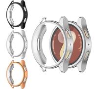 [3-Pack] Cases for Samsung Galaxy Watch 7 Screen Protector, All-around TPU Case with Protective Film, Full Protection Bumper Cover High Sensitivity (Black+Rose gold+Silver, samsung watch 7 40mm)