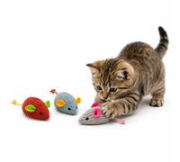 3 Pack Cat Mouse Toys for Indoor Cats Interactive Plush Catnip-Free Play Mice Set, Soft Corduroy Kitten Toys for Bouncing, Hunting & Exercise Lightweight Cat Chew & Chase Toys 16x9x4cm