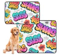 3 Pack Cat Pet Mat Dog Rugs Washable Anti Slip for Car 20x24in Cartoon Cool Graffiti Art