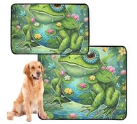 3 Pack Cat Pet Mat Rug for Dogs Muddy Feet Washable Anti Slip for Beach 20x24in Frog Lily Pond Collage