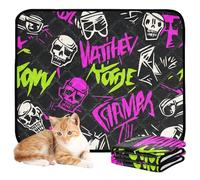 3 Pack Cat Pet Mat Washable Dog Mat Anti Slip Mat for Dogs for Car and Airplane 20x24in Punk Peach Black Skulls Rock