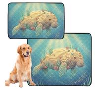 3 Pack Cat Pet Mat Washable Pee Pads for Dogs Dog Anti Slip for Beach 20x24in Dugong Seagrass Meadow Collage