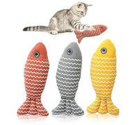 3-Pack Cat Toys Fish-Shaped Cat Chew Toys with Catnip Interactive Burlap Fish Suitable for Kittens of All Breeds For Teething Chewing and Play