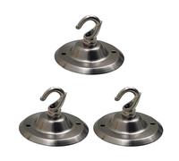 3 Pack Ceiling Rose Hook Plate Metal Satin Nickel 75mm Light Fitting Canopy | Vintage Cruve Hook Pre-Drilled Holes Canopy Kit with Accessories | for Pendant Lights Hanging Lamps Planters Wall Lights