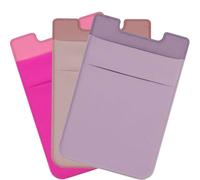 3 Pack Cell Phone Wallet Accessories, Adhesive Phone Card Holder Stick on Card Wallet Pocket Sleeve, Store Credit Cards/ ID Cards for the Back of iPhone and All Smartphones - Pink, Purple, Hot Pink