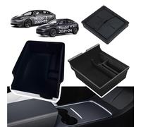 [3 Pack]Center Console Organizer Tray for Tesla Model 3 2021-2023 Model Y 2021-2024,Flocked Console Storage Box Container for Tesla Model 3 Y Accessorie,Armrest Hidden Cubby Drawer for Cash,Glass