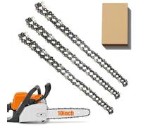 3 Pack Chainsaw Chain for 10" Bar, 40 Links 3/8" LP .050" Gauge for Bosch | Replacement Low-Kickback Chain Compatible with Black & Decker, Worx, Makita, Greenworks and More