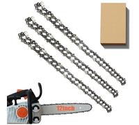 3 Pack Chainsaw Chain for 12" Bar, 44 Links 3/8" LP .043" Gauge for Stihl | Low-Kickback Chains for Stihl MS170 MS171 MSE170 MS192T and More