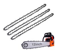 3 Pack Chainsaw Chain for 12 Inch (30cm) Bar - 3/8" LP 0.043" Gauge 45 Drive Links - Replacement Chain Compatible with Ryobi OCS1830, Bosch AKE 30 Li, Makita, Dewalt and More Chainsaws