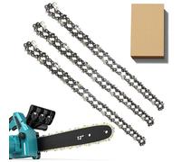 3 Pack Chainsaw Chain for 12 Inch (30cm) Bar, 3/8" LP 45 Drive Links .043" Gauge, Replacement Chain fits for Ryobi OCS1830, Bosch AKE 30 Li, Makita, Dewalt and More and Other Chainsaws