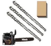 3 Pack Chainsaw Chain for 14 Inch (35cm) Bar, 3/8" LP 52 Drive Links 0.050" Gauge, Replacement Chain fits for Husqvarna, Hyundai, Einhell, McCulloch, Ryobi and More (91P052X3) and Other Chainsaws