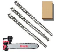 3 Pack Chainsaw Chain for 16 Inch (40cm) Bar, 56 Drive Links, 3/8" LP Pitch, 0.050" Gauge, Replacement Chain fits for Oregon Titan TTL758CHN, Einhell GH-EC 2040, McCulloch, Black & Decker Chainsaws