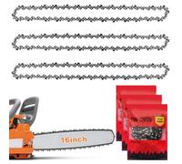 3-Pack Chainsaw Chain for 16 Inch (40cm) Bar, 57 Drive Links, 3/8" LP 0.050" (1.3mm) Gauge, 65 Manganese Steel Replacement Chain Compatible with Titan,Black & Decker,Einhell,Ryobi,and Other Chainsaws