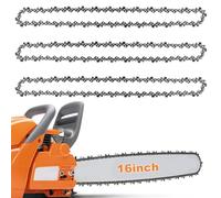 3-Pack Chainsaw Chain for 16 Inch Bar, 56 Drive Links, 3/8" LP .050" Gauge | Replacement Low-Kickback Chain Compatible with Titan TTL758CHN, Hyundai HYC2400E, Einhell GH-EC 2040, Oregon CS1400 and More