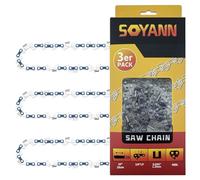 3 Pack Chainsaw Chains 10 Inch (25 cm), 40 Drive Links, 0,050" (1,3mm) Gauge, 3/8" Pitch, Replacement Saw Chain, Low-Kickback Chains Compatible for Bosch, Einhell, Dolmar, Black & Decker etc.
