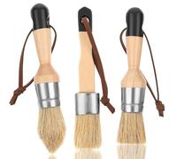 3 Pack Chalk Paint Brush, Chalk and Wax Paint Brush Chalk Paint Tool for Furniture Reusable Flat and Round Chalked Paint Brush for Folk Art Home Décor Wood Projects Furniture Stencils
