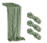 3 Pack Cheesecloth Table Runner, Table Decor Romantic Wedding Runner Gauze Table Runner for Baby Shower Bridal Shower Wedding Birthday Party Table Decor (Green(90x300cm))