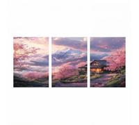 3 Pack Cherry Blossoms Diamond Art Kits Adults, Mountain Diamond Painting Kit, Full Drill Paint by Numbers for Adults 20x30cmx3Pack, Rhinestones Embroidery Cross Stitch Wall Art Room Decor Model-1154
