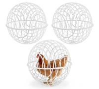 3-Pack Chicken Ball Cage, Portable Chicken Balls Cage with Ventilated Mesh, 20cm/7.9 Inch White Plastic Net for Small Animals.