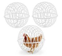 3-Pack Chicken Ball Cage, Portable Chicken Balls Cage with Ventilated Mesh, 20cm/7.9 Inch White Plastic Net for Small Animals Ball, Balls, for Outside
