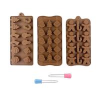 3 Pack Christmas Chocolate Silicone Mold with Dropper, DIY Christmas Elements Shapes Silicone Chocolate Making Molds, Food Grade Silicone for Chocolate, Candy, Jelly, Dog Treats