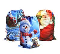 3 Pack Christmas Sacks. 15.7''x22''/40x56cm Large Hessian Christmas Bags. Reusable Burlap Santa Sacks with Drawstring for Xmas Presents & Decorations
