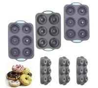 3 Pack Christmas Wreath Ice Mold, 6 Cavity Silicone Donut Moulds, Non-Stick Dought Mould, Christmas Wreath Ice Cubes Tray, Bagel Baking Tin, Gadgets for Freezer Chocolate Cake Food Baking Soap