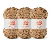 3 Pack Chunky Chenille Yarn for Crocheting, Baby Yarn for Crocheting Soft Blanket, 262.4 yds /10.5 oz Crochet Yarn, Bulky 5 Amigurumi Yarns, Fluffy Velvet Yarns for Knitting Crafts (3 Deep Khaki)