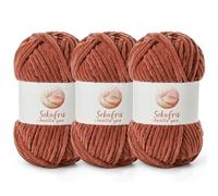 3 Pack Chunky Chenille Yarn for Crocheting, Baby Yarn for Crocheting Soft Blanket, 262.4 yds /10.5 oz Crochet Yarn, Bulky 5 Amigurumi Yarns, Fluffy Velvet Yarns for Knitting Crafts (3 Rust)