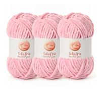 3 Pack Chunky Chenille Yarn for Crocheting, Baby Yarn for Crocheting Soft Blanket, 262.4 yds /10.5 oz Crochet Yarn, Bulky 5 Amigurumi Yarns, Fluffy Velvet Yarns for Knitting Crafts (3 Peach Pink)