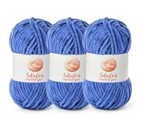 3 Pack Chunky Chenille Yarn for Crocheting, Baby Yarn for Crocheting Soft Blanket, 262.4 yds /10.5 oz Crochet Yarn, Bulky 5 Amigurumi Yarns, Fluffy Velvet Yarns for Knitting Crafts (3 Azure)