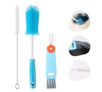 3 Pack Cleaner Brush Kit for Stanley, Bottle Cleaner Brush Set with Straw Brush Cleaner and Cup Lid Cleaning Brush for Stanley Cup, Tumbler Cups, Drinking Glass (Blue)