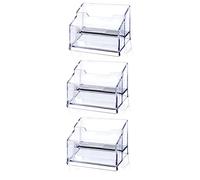 3 Pack Clear Acrylic Business Card Holder,2 Tier Premium Acrylic Clear Business Card Holder Stand for Desk Fits 100 Business Cards