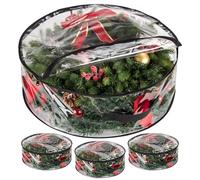 3 Pack Clear Christmas Wreath Garland Storage Bag, Waterproof Holiday Décor Xmas Decorations Ornaments Storage Bags With Zippers and Handle