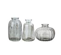 3 Pack Clear Glass Small Ribbed Buds Vases Small Flower Arrangements Container Pots For Home Or Office Use Decoration Contemporary Glass Vases
