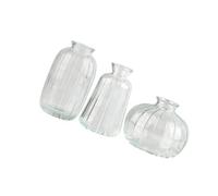 3 Pack Clear Glass Small Ribbed Buds Vases Small Flower Arrangements Container Pots For Home Or Office Use Decoration Contemporary Glass Vases