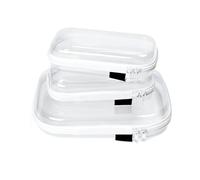 3 Pack Clear Hard Shell Zipper Case - Clear Waterproof Cosmetic Bag with Zipper, Kid's Toy Storage Organizer Bins, Charging Cables, Creative journaling, Painting Brushes, Threads,Sketch Supplies