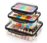 3 Pack Clear Hard Shell Zipper Case Waterproof Plastic Storage Pouches for Toiletry Makeup Cosmetic Toys Art Supplies Case Bag Organizer Travel