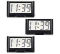 3-pack Clock Lcd for Car Dashboard - Digital Display with Large Digits Battery-powered Small Mount Having Compatible Blue/white/black Vehicles Desktops(BLACK)