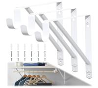 3 Pack Closet Shelf Rod Brackets, Wall Mounted Closet Shelves Support Brace with Hook, White ,with Screws-HOME MASTER HARDWARE