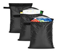 3 Pack Clothes Baby Diaper Wet Dry Bags Waterproof Reusable,12"x16",Durable Polyester Fabric with Waterproof Tape,Swim Wet Swimsuit & Towel Sack for Gym Beach Travel,with Handle and Zipper,Black