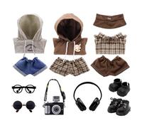 3-Pack Clothes Set Designed for Labubu Clothes with Accessories Set, Doll Clothes Set with Glasses, Sunglasses, Black Leather Shoes, Headphones, Camera Accessories for Labubu - Style F