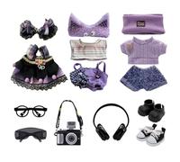 3-Pack Clothes Set Designed for Labubu Clothes with Accessories Set, Doll Clothes Set with Glasses, Sunglasses, Black Leather Shoes, Headphones, Camera Accessories for Labubu - Style H