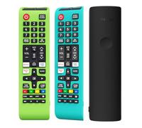 (3 Pack)CLVIZCXOM Remote Case Silicone Cover Fit for Samsung Smart TV AA59-00741A AA59-00786A BN59-01175N BN59-01315B BN59-01199F Remote Control Remote Cover Shockproof(Black + Glow Blue + Glow Green)