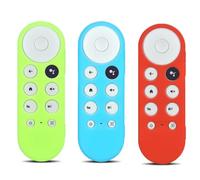 (3 Pack) CLVIZCXOM Silicone Remote Cover Fit for 2020 Chromecast with Google TV Voice Remote Case Cover, Anti-slip and shockproof silicone protective case(Red + Glow Blue + Glow Green)