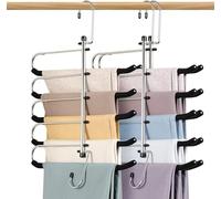 3 Pack Coat Hangers Space Saving Trouser hangers - Upgrade Non-Slip Trouser Hanger Rack with Foam Padded Swing Arm Hangers Multiple Layers Closet Organizer and Storage for Trousers, Slacks