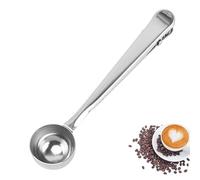 3-Pack Coffee Scoop with Bag Clips - Stainless Steel Measuring Spoons for Coffee, Tea, Protein Powder & Baking Ingredients, Kitchen Measuring Scoops with Seal Clips (Silver)