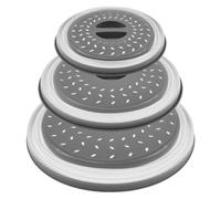 3 Pack Collapsible Microwave Food Covers,Splatter Guard,Vented Microwave Lid for Food grade PP+TPR material,Dishwasher safe for Kitchen Cooking Three-Size Set to Suit Different Containers(grey)