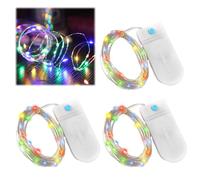 3 Pack Coloured Fairy Light Battery Operated 3M 30LED Copper Wire Fairy String Light Waterproof Remote for Indoor Outdoor Lighting Christmas Party Wedding Bedroom Jars Bottle Etc Decorating Multicolor