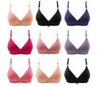 3-Pack Comfy Cami Bras for Women Push Up Bra Sexy V-Neck Bra Ladies Spaghetti Strap Backless Bras Full Coverage Seamless Sleeping Bra Floral Bra Breathable Comfortable Underwear Plus Size Bra